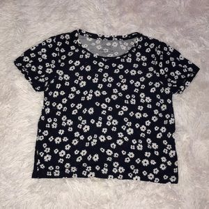 Blue and White Floral Crop Top